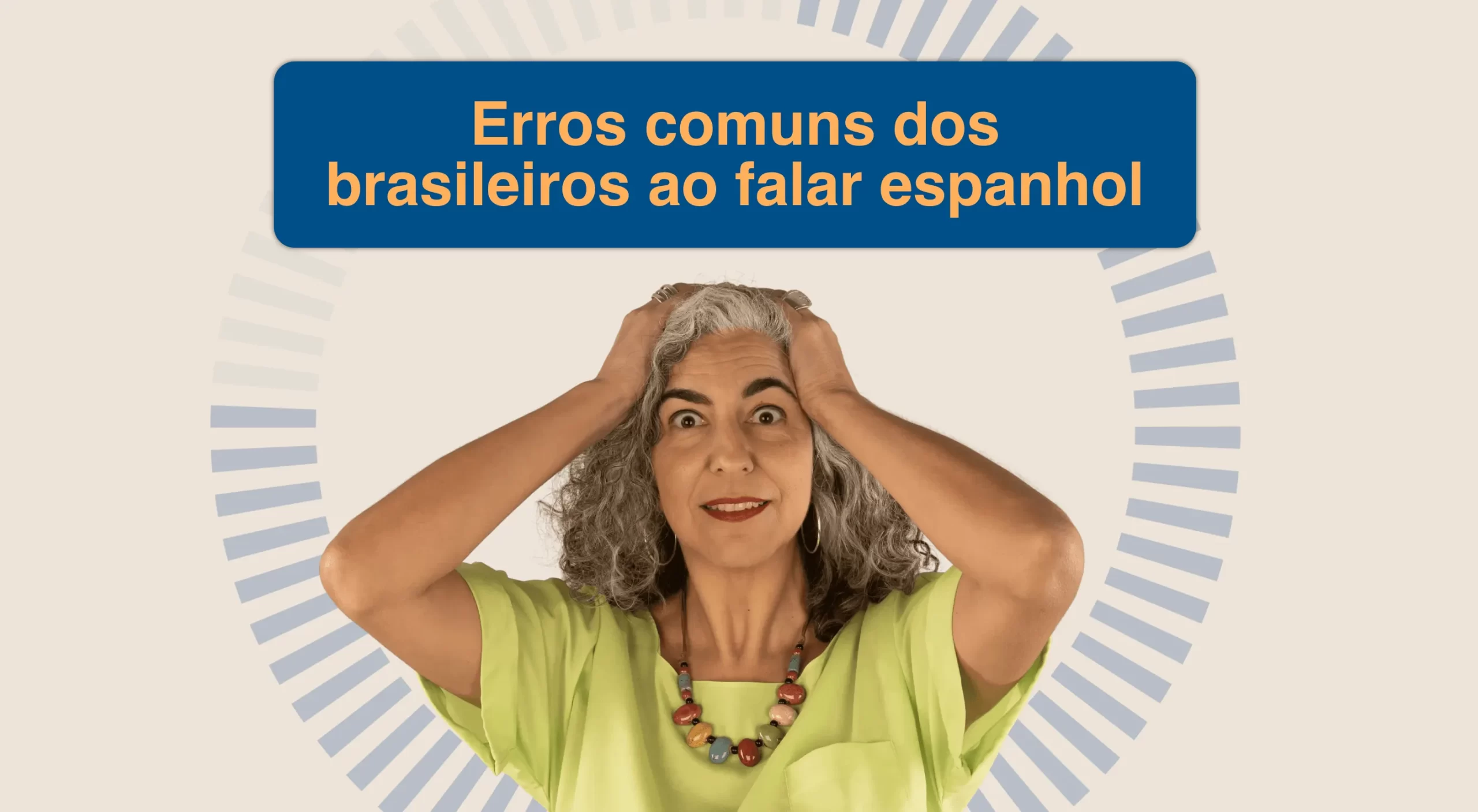 Professora Cris Pacino com as mão na cabeça e título de blog.